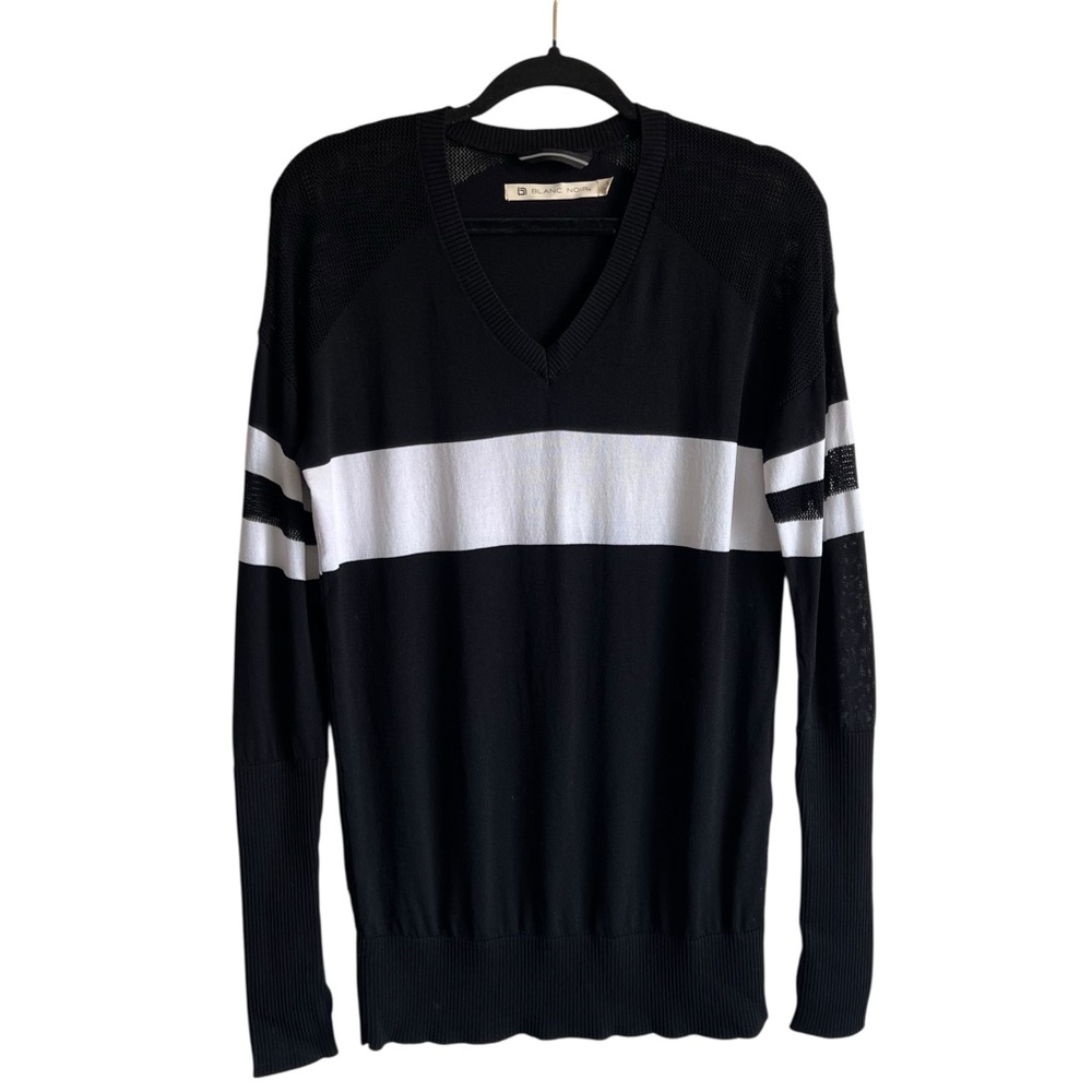 Blanc Noir Black and White Sweater Top - Picture 5 of 5